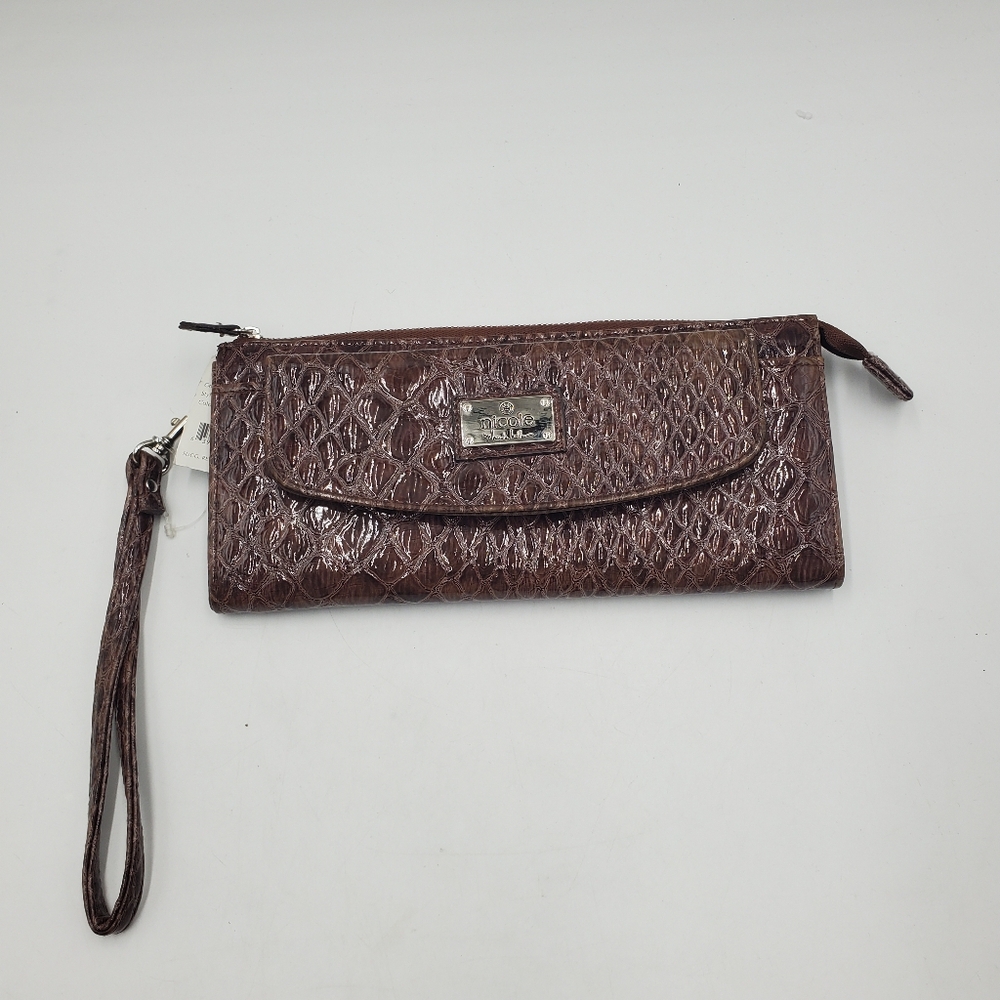 Nicole Miller "Kate" Flap Wristlet Purse Croc